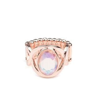 Paparazzi Gold and White Statement Ring Mystical Treasure - Rose Gold Iridescent